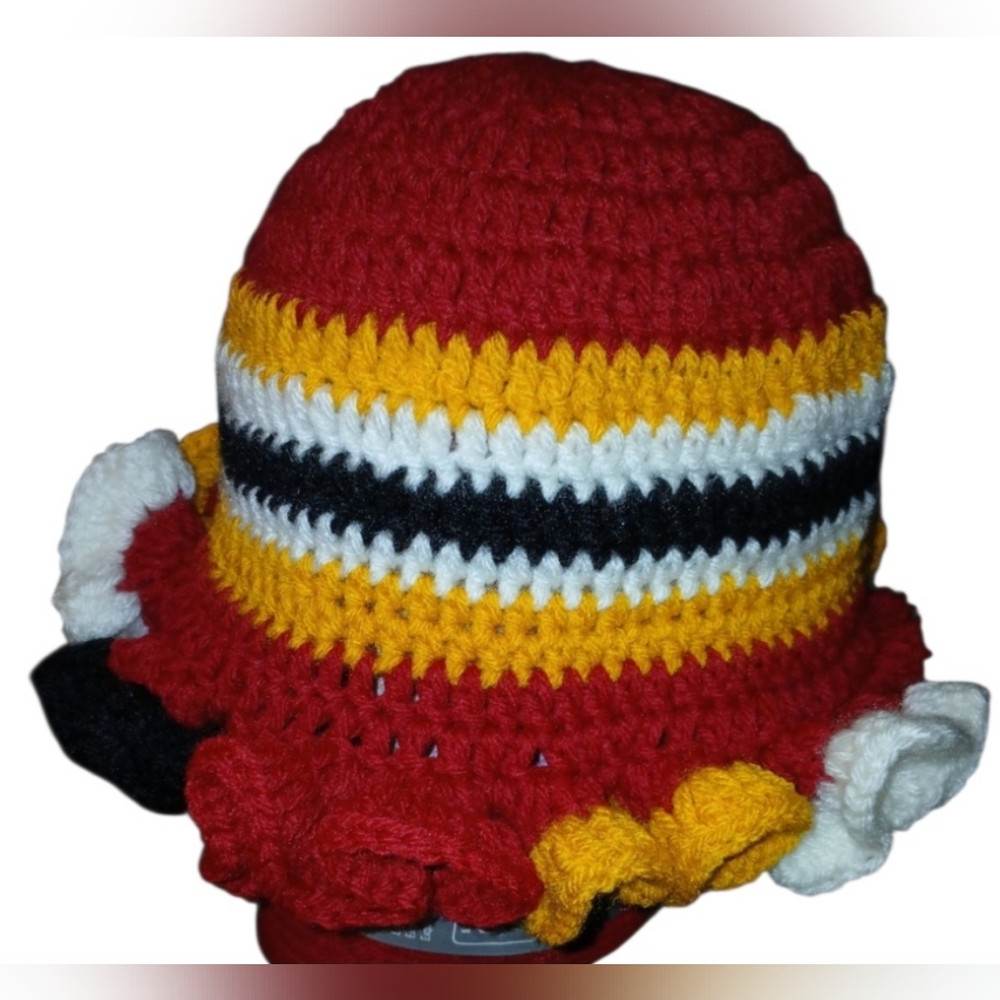 NWT Handcrafted W. Commanders Crochet Ruffle Hat. - Picture 7 of 8